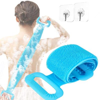 China Body Shower Sponges Plastic Silicone Body Scrubber Brush Back Long Bath Style for sale