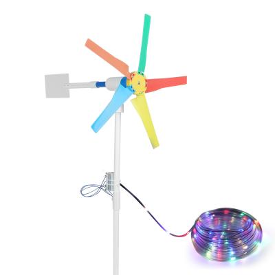 China Yard Garden Rainbow Windmills Wind Turbine Spinner Power Generator with Led Night Light Strip 10M for sale