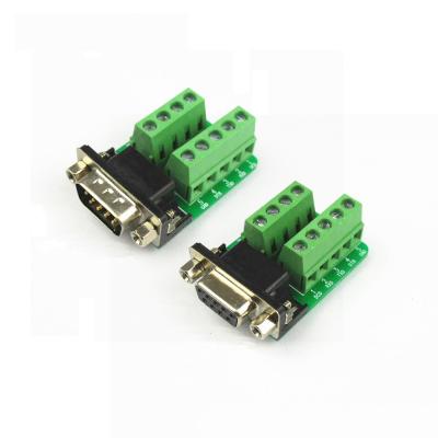 China DB9 D Sub 9 Pin Female Male RS232 Serial Adapter to Screw Terminal Blocks Breakout Board Without Cover for sale