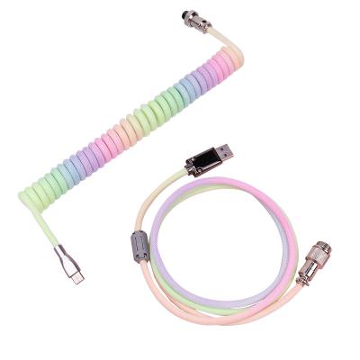 China Mechanical Keyboard Cable Coiled Audio Connector Coupling USB Type-C Rainbow Cable for sale