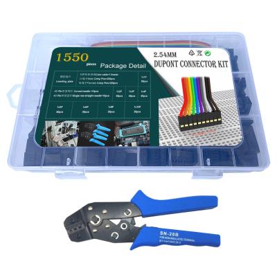 China 1550pcs Du-pont 2.54mm Connectors Assortment With Crimping Tool Crimper Plier Kit for sale