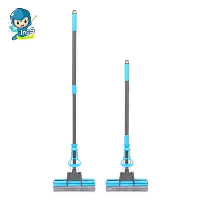 China Newest Design Sustainable Telescopic Double Roller Household Dry Wet Floor Cleaning Pva Material Mops for sale