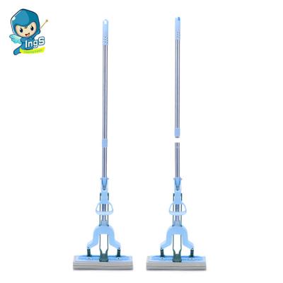 China Viable New Arrivals Painted Iron Pole Butterfly PVA Broom Telescopic Household Floor Cleaning 360 Rotation PVA Sponge Broom for sale