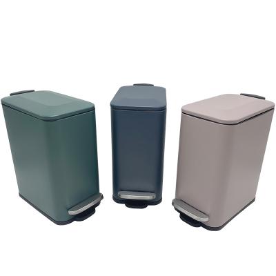 China Hot Sale 5L Rectangle Stainless Steel Hotel Room Pedal Kitchen Trash Can and Office Household Viable Trash Can for sale