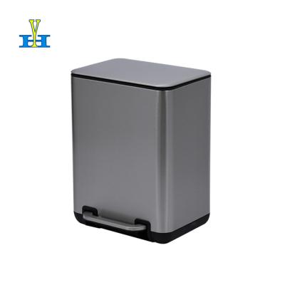 China Eco-friendly Rectangular Stainless Steel Trash Can Foot Pedal Bin Office Household Hotel Room Waste Bin for sale