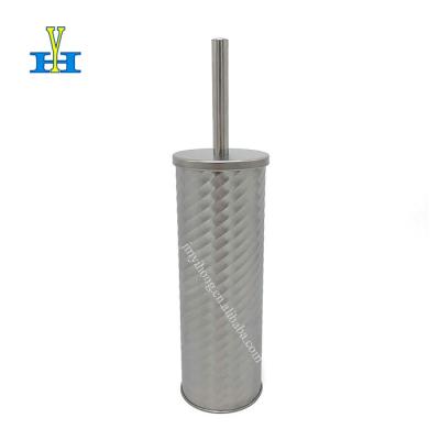 China Landscape Household Eco-friendly Stainless Steel Screw Toilet Brush Holder Embossing Toilet Bowl Cleaner Brush for sale