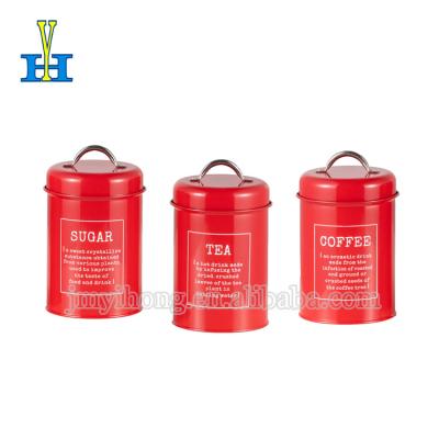 China 3 Seal Tea Coffee Sugar Kitchen Storage Round Canister Storage Household Set for sale