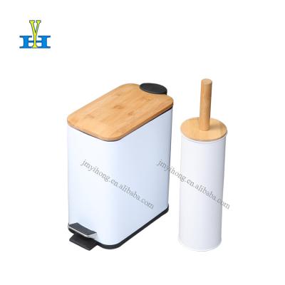 China Fashionable 5L Lid Rectangle Hotel Bedroom Trash Can Household Bin Household Bamboo Toilet Brushes Viable for sale