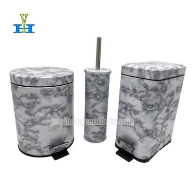 China Sustainable 5L Bathroom Round And Rectangular Household Foot Pedal Trash Can Hotel Bedroom Trash Toilet Sweep Dust Bin Sets for sale