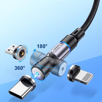 China 540Â ° Elough magnetic fast nice price spinning cable magnetic charging cable 3 in 1 usb ladekabel 540 degree 2.4a 1m magnetic cable for sale