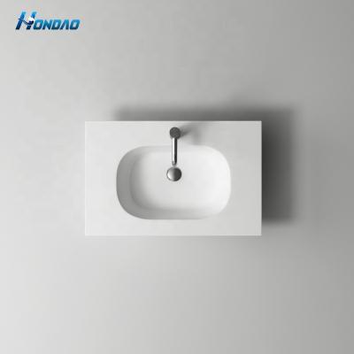 China Modern Design Corians Solid Surface Integrate Basin Vanity Countertop Bathroom Sinks for sale