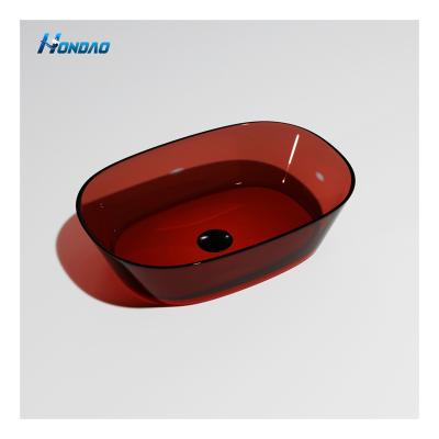 China Modern Hot Sale 2022 Resin Vessel Sink Resin Sink Transparent Colorful Resin Bathroom Sink for sale