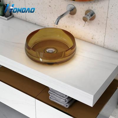 China 2022 New Design Resin Wash Basin Modern Pure Resin Sink Transparent Color Resin Sink for sale