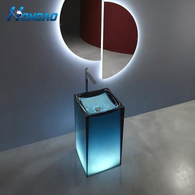 China Factory Sales Modern Resin Sink Transparent Stone Freestanding Wash Basin for sale