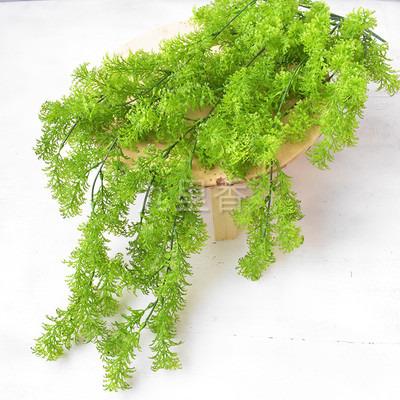 China 5 Fork Bird's Nest Grass Wall Hanging Green Moss Rattan Leaf Spray Color Grass Wall Hanging Environmentally Friendly Simulated Grass for sale