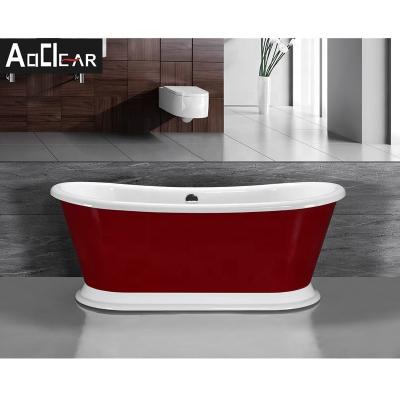 China Aokeliya vintage red and white bath tub freestanding acrylic bathtub for sale