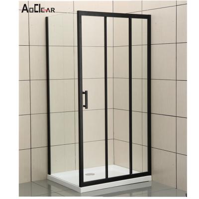 China A-211-8-HS Black Double Bathroom Shower Door Two Sliding Seamless Glass à venda