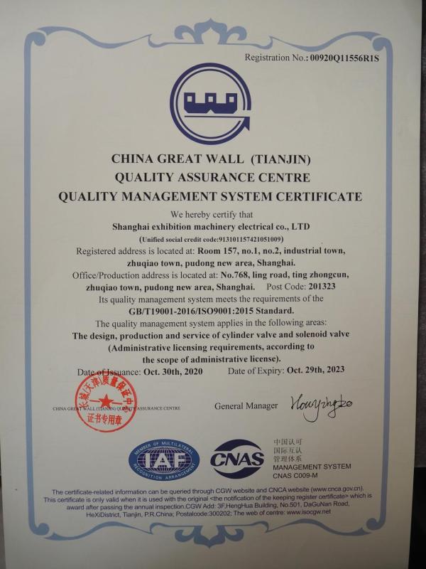 ISO9001 - Shanghai Yongzhan Machinery Electric Co., Ltd.