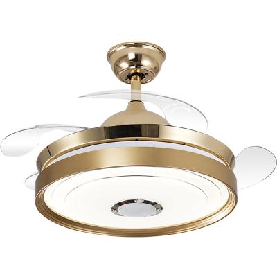 China Breezelux 48inch 4 Blades LED Fan Home Appliances PC Gold Modern Retractable Ceiling Fan With Light for sale