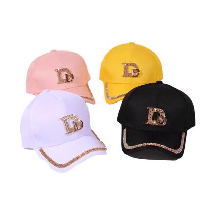 China COMMON wholesale fashion rhinestone baseball caps manufacturer custom 6 panel structured summer sun women bling hats stylish for sale