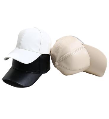 China COMMON Adjustable Custom Breathable White Dad Logo PU Sports Baseball Hats Leather Hats Leather Hats For Men Stylish for sale