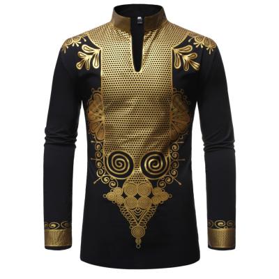 China Fashion Design Polyester African Print Mens High Quality Cotton Traditional Ethnic African Dashiki Shirts African Clothing for sale