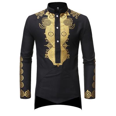 China New Design Cotton Polyester Long Sleeve Africa Clothing Wholesale Ethnic Traditional African Dashiki Men African Print Men Clothing for sale