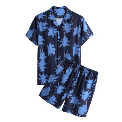 China Anti-pilling Polyester Hawaii No Brand Custom Beach Wear Designer Quality All Over Print Fashion Men's 2 Piece Short Set for sale