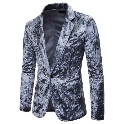 China 2022 Hot Selling Diamond Velvet Suit Jacket Men's Fashion Casual Suit Anti-wrinkle for sale