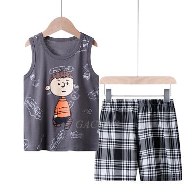 China Two-piece clothing summer men's casual children's sleeveless pants cotton children's slim vests for sale