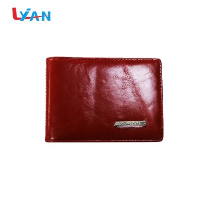 China Classic Double Embossed Leather Business Card Holder Diary Credit Card Holder for sale