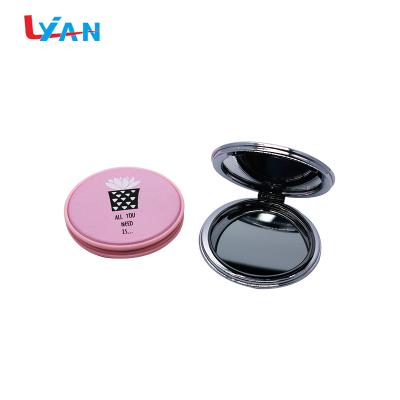 China Double Side Round Side Pocket Mirror Foldable Metal Pocket Mirror Compact For Gift for sale