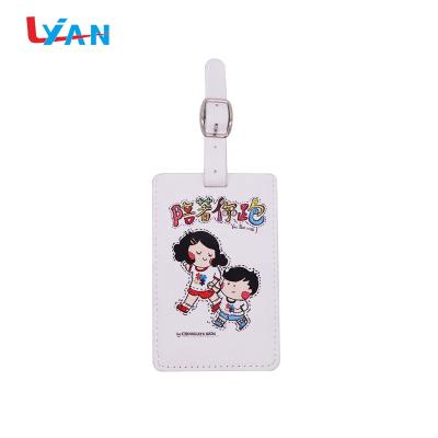 China Various Travel Promotional Gifts PU White Leather Luggage Tag With Logo Bag Tag Custom Made for sale