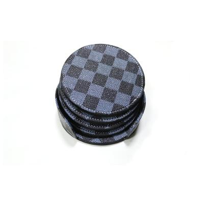 China Viable Custom Cheapest Print Logo Custom PU Table Decoration Round Car Cup Coaster Leather Mats for sale