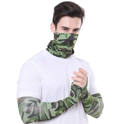 China Breathable Hot Selling Summer Protection Face Cover Neck Camouflage Neck Cuff Ice Silk Scarf UV Arm Sleeves Set for sale