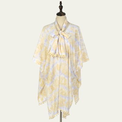 China 2022 new arrival summer vintage kimono fashion print long cardigan polyester oversized beach cover up for sale