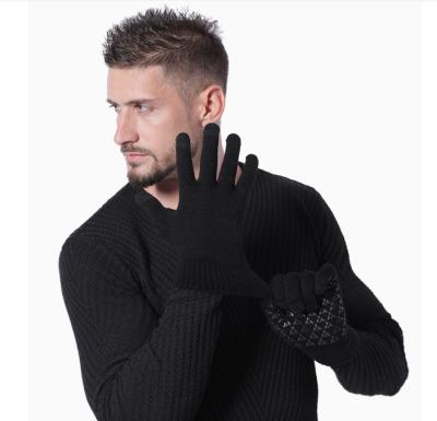 China Hot Selling Jacquard Men Acrylic Logo Printed Custom Keep Warm Winter Touch Screen Gloves for sale