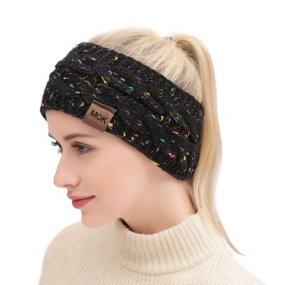 China Women's Acrylic Winter Knit To Crochet Elastic Headband Fashion Girl Ear Warmer Stretch Wide Custom Headband With Logo for sale