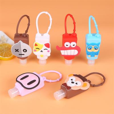 China Medicine Kids Empty Hand Sanitizer Holder Chain Carrier Travel Size Head Bottle With Silicone Case for sale