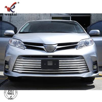 China ABS Chrome Car Front Bumper Mesh Vent Hole Dirt Grill Grille Cover Trims For Toyota Sienna 2018 2019 10pcs/set for sale