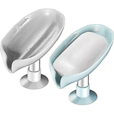 China Quick Drying Vertical Soap Holders Elegant Plastic Soap Shape Leaf Shape Soap Drain Drain Soap Holder for sale