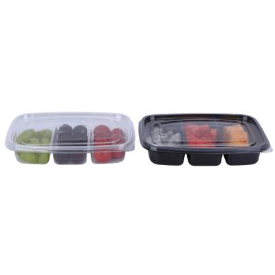 China Factory Direct Supply Disposable Meal Prep Containers 3 Compartment Plastic Fruit Box for sale