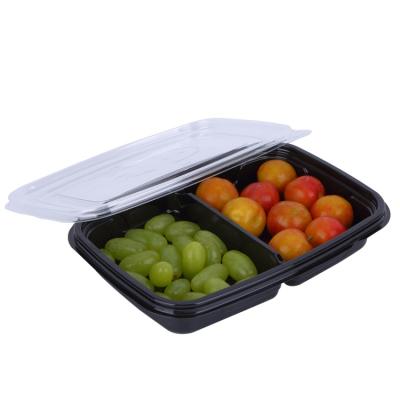 China Disposable Plastic Pet 2 Compartment Food Containers Fruit Box for sale