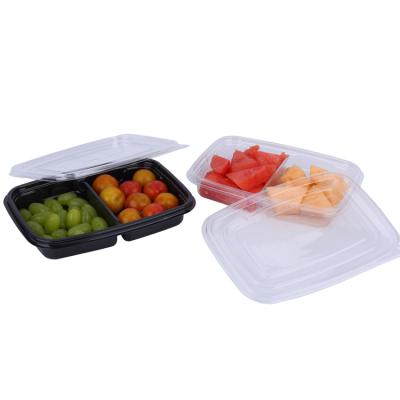 China 2 Compartment Disposable Food Container Plastic Container Fruit Storage Container Disposable Box for sale