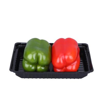 China Custom Disposable Black Disposable Plastic Pet Blister Vegetable Packaging Tray for sale