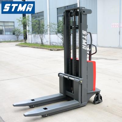 China Building Material Shops STMA Pallet Truck 1t 1.5t 2t Semi Electric Semi Electric Stacker Counterweight With Lifting Height 4.5m 3.5m 4m for sale