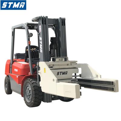 China Garment Shops STMA Brand 3 Ton Diesel 3.5 Ton Forklift Brick Clamp Concrete Block Flange Attachments for sale