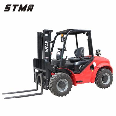 China High Efficiency STMA 1.5 Ton Rough Terrain Mini Forklift With 500mm Load Center for sale