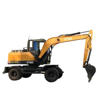 China High Quality And Competitive Price Hydraulic Wheel Excavator 7 Ton 7.5 Ton 8 Ton Wheel Excavator With Optional Attachment for sale