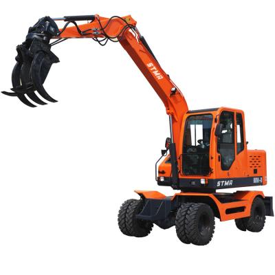 China Building Material Shops China Mini Excavator 5t 6t 6.5t 7t Wheel Excavator Price With Grapple For Timbers And Sugar Cane for sale